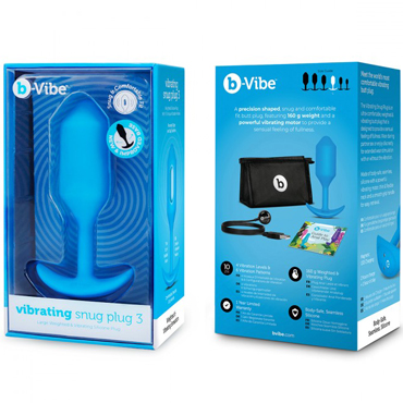 Новинка раздела Секс игрушки - b-Vibe Vibrating Snug Plug 3, голубая