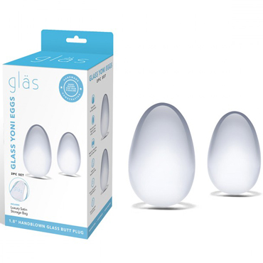 Glas Yoni Eggs, прозрачный, Сет из 2 стеклянных яиц для Йони техники