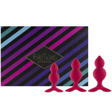 FeelzToys Bibi Twins ButtPlug set, розовый, Набор из трех плагов