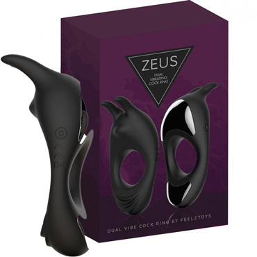 FeelzToys Zeus Dual Vibe Cock Ring, черное, Кольцо эрекционное с двумя вибромоторами