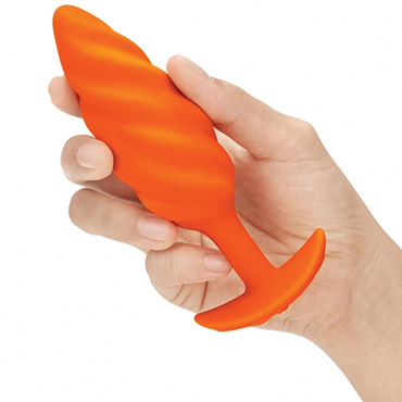 B-vibe Swirl Texture Plug, оранжевый, Анальный плаг с вибрацией и рельефом