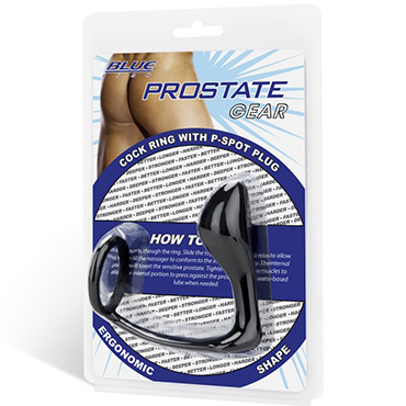 BlueLine C&B Prostate Cock Ring With P-Spot Plug, черное - фото, отзывы