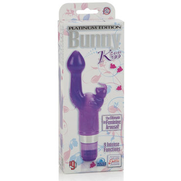 California Exotic Platinum Edition Bunny Kiss, фиолетовый - Вибратор с клиторальным стимулятором - купить в секс шопе