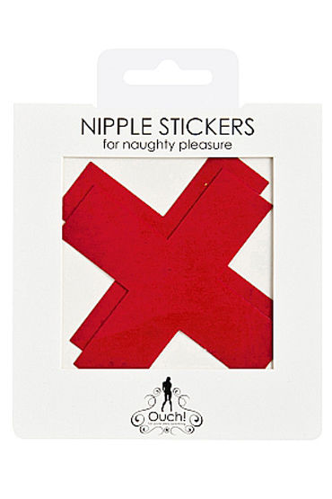 Shots Toys Nipple Sticker Cross, красные - фото, отзывы