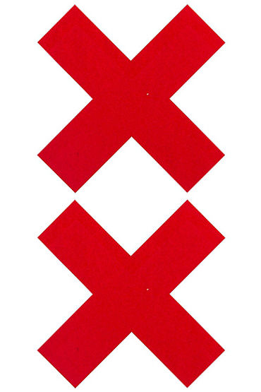 Shots Toys Nipple Sticker Cross, красные, Пэстисы Х-образной формы