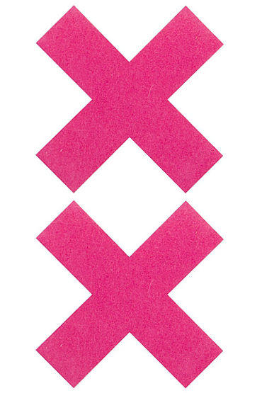 Shots Toys Nipple Sticker Cross, розовые, Пэстисы Х-образной формы