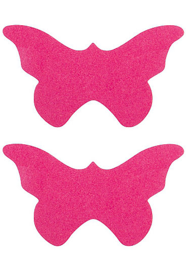 Shots Toys Nipple Sticker Butterfly, розовые, Пэстисы в форме бабочек