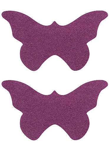 Shots Toys Nipple Sticker Butterfly, фиолетовые