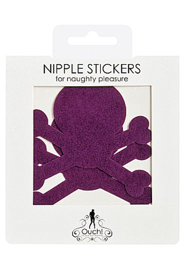 Shots Toys Nipple Sticker Skull, фиолетовые - фото, отзывы