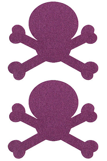 Shots Toys Nipple Sticker Skull, фиолетовые, Пэстисы в форме черепов