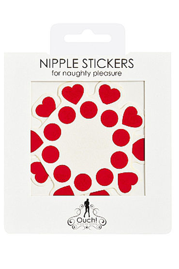 Shots Toys Nipple Sticker Open Circle and Hearts, красные - фото, отзывы