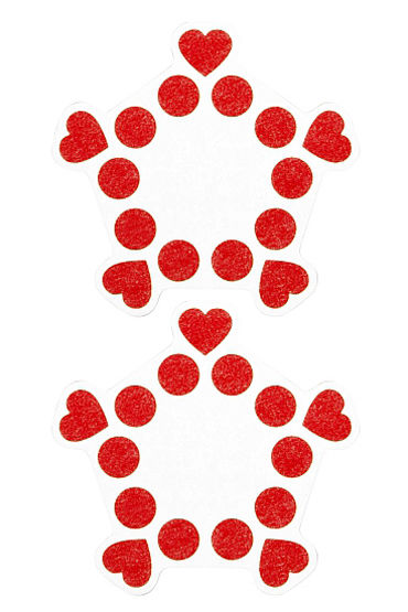Shots Toys Nipple Sticker Open Circle and Hearts, красные, Пэстисы, сердечки и кружочки, не закрывают соски