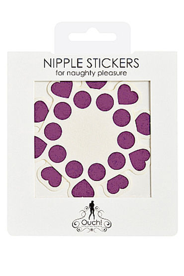 Shots Toys Nipple Sticker Open Circle and Hearts, фиолетовые - фото, отзывы