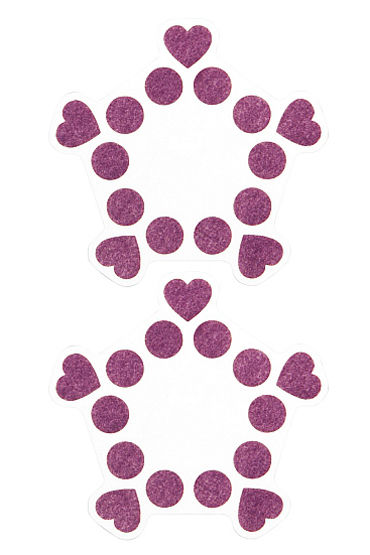 Shots Toys Nipple Sticker Open Circle and Hearts, фиолетовые, Пэстисы, сердечки и кружочки, не закрывают соски