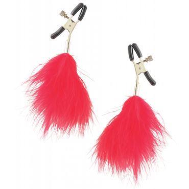 Pipedream Feather Nipple Clamps, красные - фото, отзывы