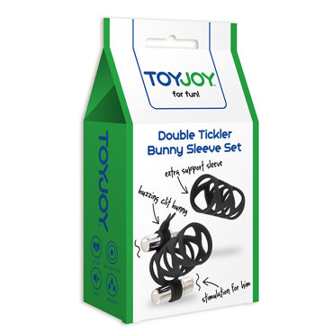 Toy Joy Double Tickler Sleeve Set, черный, Набор из двух насадок на пенис и другие товары Toy Joy с фото