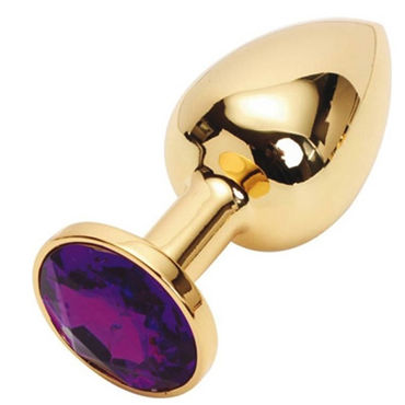 Luxurious Tail Анальная пробка, золотая, С фиолетовым кристаллом