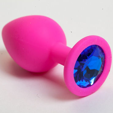 Luxurious Tail Анальная пробка, розовая, С синим кристаллом