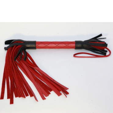 BDSM Арсенал многохвостая плеть, красно-черная, С узором на рукоятке