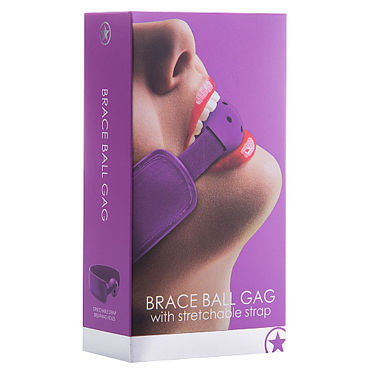 Ouch! Brace Ball Gag, фиолетовый - Кляп с кожаным воротником - купить в секс шопе
