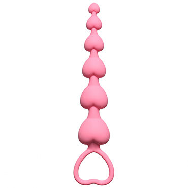 Lola Toys First Time Hearts Beads, розовая, Гибкая анальная цепочка с сердечками