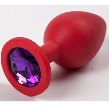 Luxurious Tail Анальная пробка с фиолетовым стразом 8 см, красная, Силиконовая