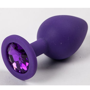 Luxurious Tail Анальная пробка с фиолетовым стразом 8 см, фиолетовая, Силиконовая