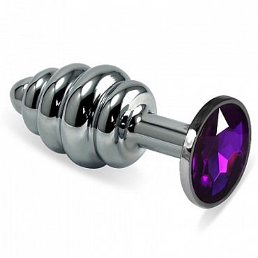 Luxurious Tail Анальная пробка фигурная с фиолетовым стразом, серебристая, Металлическая