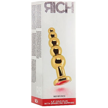 Shots toys Rich Gold Plug Red Sapphire R5 - Анальная елочка со стразом - купить в секс шопе