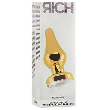 Shots toys Rich Gold Plug Clear Sapphire R6 - Анальная пробка со стразом - купить в секс шопе