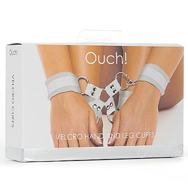 Ouch! Velcro Hand And Leg Cuffs, белый - Комплект для бандажа - купить в секс шопе