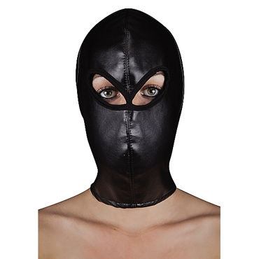 Ouch! Extreme Leather Hood with Ribon Ties, Кожаная БДСМ-маска