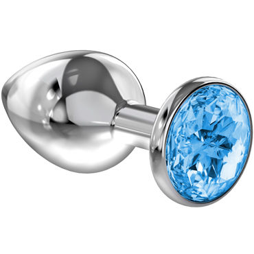 Lola Toys Diamond Sparkle Large, серебристая, Анальная пробка с голубым кристаллом