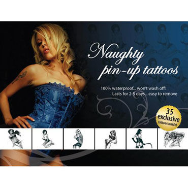 AdultBodyArt Naughty Pin-Up, Набор из 35 временных татуировок с изображением девушек