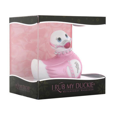 Bigteaze Toys I Rub My Duckie, бело-розовый, Вибратор-утенок в стиле БДСМ, компактного размера