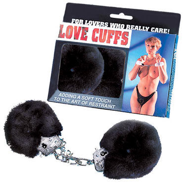 NMC Love Cuffs, черные, Металлические наручники с мехом