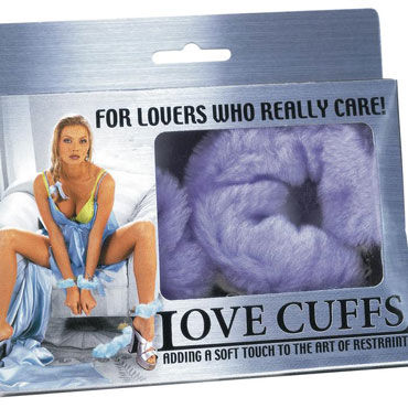 NMC Love Cuffs, фиолетовые - Металлические наручники с мехом - купить в секс шопе