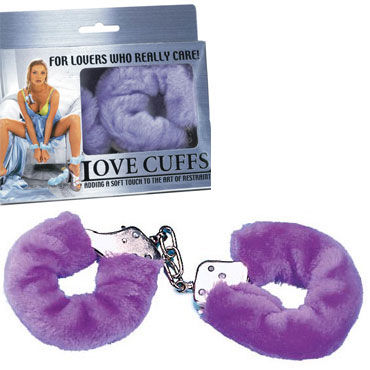 NMC Love Cuffs, фиолетовые, Металлические наручники с мехом