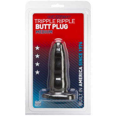 Doc Johnson Triple Ripple Butt Plugs, черная - Анальная ёлочка среднего размера - купить в секс шопе