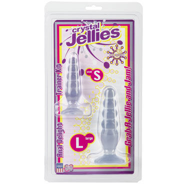 Doc Johnson Crystal Jellies Anal Trainer Kit, прозрачные - Две анальные ёлочки - купить в секс шопе