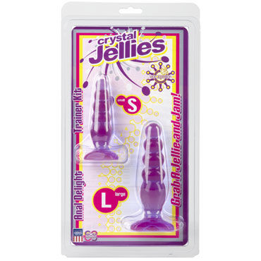 Doc Johnson Crystal Jellies Anal Trainer Kit, фиолетовые - Две анальные ёлочки - купить в секс шопе
