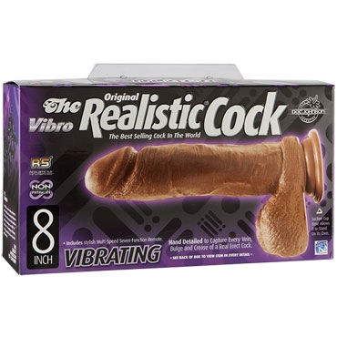 Doc Johnson Realistic Cocks 20 см, коричневый - Вибратор реалистичной формы - купить в секс шопе