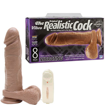 Doc Johnson Realistic Cocks 20 см, коричневый, Вибратор реалистичной формы