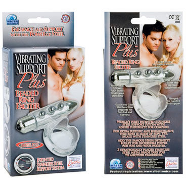 California Exotic Vibrating Support Plus Beaded Ring Exciter - Виброкольцо со стимулирующими бусинами - купить в секс шопе