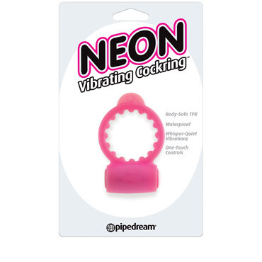 Pipedream Neon Vibrating Cockring, розовое - фото, отзывы