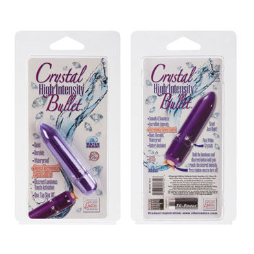 California Exotic Crystal High Intensity Bullets, фиолетовая - Вибропуля декорированная стразами - купить в секс шопе