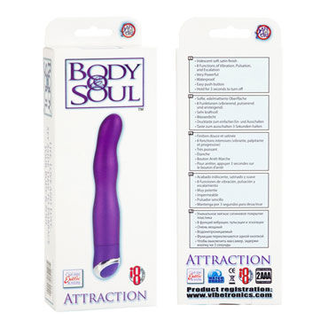 California Exotic Body & Soul Attraction, фиолетовый - Вибратор рельефной изогнутой формы - купить в секс шопе