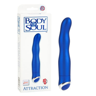 California Exotic Body & Soul Attraction, синий, Вибратор рельефной изогнутой формы
