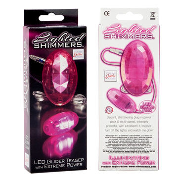 California Exotic Lighted Shimmers Glider Teasers, розовый - Светящееся виброяичко - купить в секс шопе