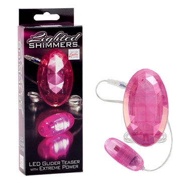 California Exotic Lighted Shimmers Glider Teasers, розовый, Светящееся виброяичко